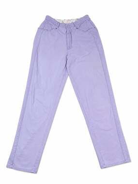 Vintage Bon Jour Purple High-Waisted Straight Leg Jeans with Novelty Print Waist